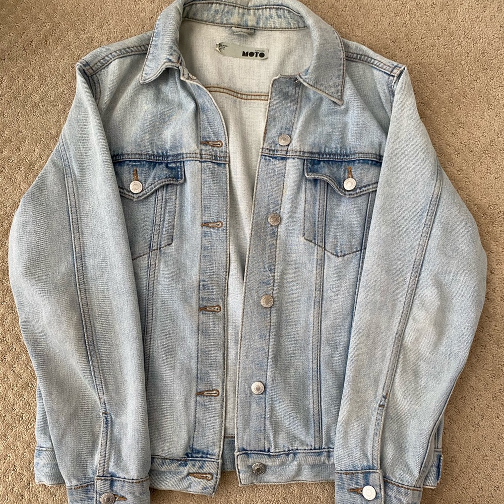Topshop Moto light wash oversized denim jacket